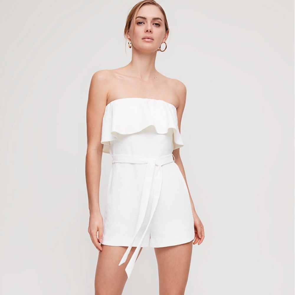 Aritzia White Strapless Romper